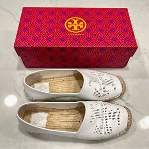 Tory Burch White Leather Espadrille sz 10